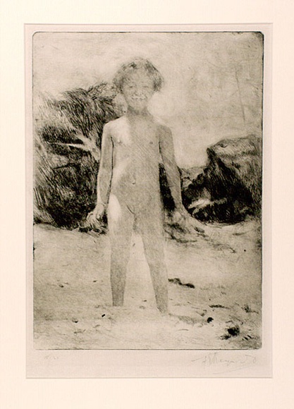 Artist: b'Reynolds, Frederick George.' | Title: b'(Young girl on a beach)' | Date: c.1928 | Technique: b'drypoint, printed in black ink with plate-tone, from one plate' Artist: b'Reynolds, Frederick George.' | Title: b'(Young girl on a beach)' | Date: c.1928 | Technique: b'drypoint, printed in black ink with plate-tone, from one plate'