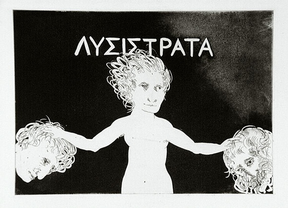 Artist: b'BOYD, Arthur' | Title: b'Lysistrata between the Athenian and Spartan (upper centre portion only).' | Date: (1970) | Technique: b'etching and aquatint' | Copyright: b'Reproduced with permission of Bundanon Trust' Artist: b'BOYD, Arthur' | Title: b'Lysistrata between the Athenian and Spartan (upper centre portion only).' | Date: (1970) | Technique: b'etching and aquatint' | Copyright: b'Reproduced with permission of Bundanon Trust'