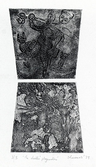 Artist: b'Shearer, Mitzi.' | Title: bThe devil's playmates | Date: 1979 | Technique: b'etching, aquatint, printed in black ink, from two plates (two images)' Artist: b'Shearer, Mitzi.' | Title: bThe devil's playmates | Date: 1979 | Technique: b'etching, aquatint, printed in black ink, from two plates (two images)'
