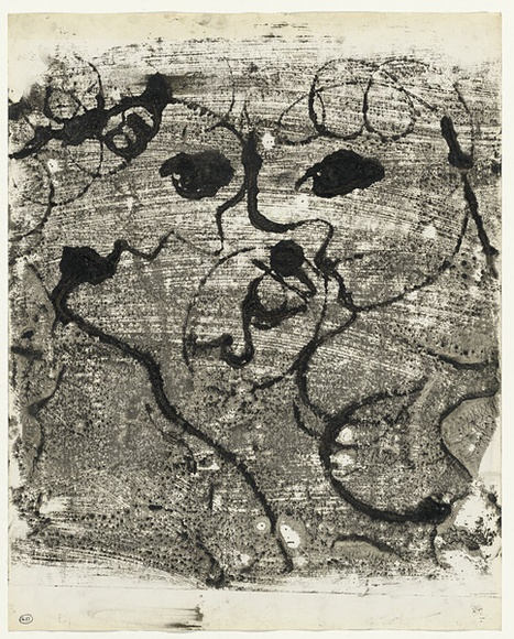 Artist: b'BOYD, Arthur' | Title: b'Oval figure between two heads.' | Date: (c.1965) | Technique: b'monotype, printed in black ink, from one plate' | Copyright: b'This work appears on screen courtesy of Bundanon Trust' Artist: b'BOYD, Arthur' | Title: b'Oval figure between two heads.' | Date: (c.1965) | Technique: b'monotype, printed in black ink, from one plate' | Copyright: b'This work appears on screen courtesy of Bundanon Trust'