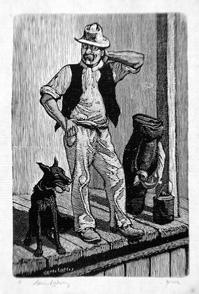 Artist: b'LINDSAY, Lionel' | Title: b'Mitchell' | Date: 1939 | Technique: b'wood-engraving, printed in black ink, from one block' | Copyright: b'Courtesy of the National Library of Australia' Artist: b'LINDSAY, Lionel' | Title: b'Mitchell' | Date: 1939 | Technique: b'wood-engraving, printed in black ink, from one block' | Copyright: b'Courtesy of the National Library of Australia'
