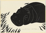 Artist: Thake, Eric. | Title: Greeting card: Christmas (She's late today!) | Date: 1959 | Technique: linocut, printed in black ink, from one block