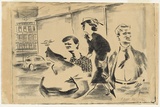 Artist: b'Wall, Edith.' | Title: b'Pedestrians' | Date: 1956 | Technique: b'lithograph, printed in black ink, from one stone' | Copyright: b'Courtesy of the artist'