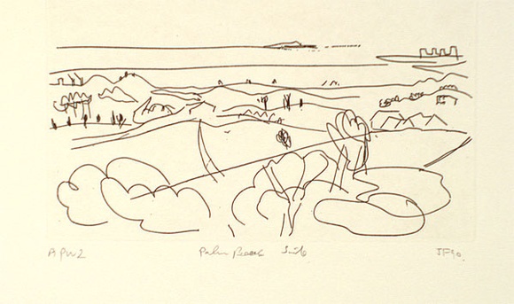 Artist: b'Furlonger, Joe.' | Title: b'Palm Beach suite (no.10)' | Date: 1990 | Technique: b'etching, printed in black ink, from one plate' Artist: b'Furlonger, Joe.' | Title: b'Palm Beach suite (no.10)' | Date: 1990 | Technique: b'etching, printed in black ink, from one plate'