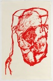 Artist: PARR, Mike | Title: Not titled [self portrait in red]. | Date: 2000-2002 | Technique: screenprint, printed red ink, from one stencil