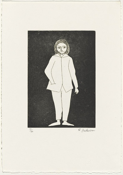 Artist: b'Dickerson, Robert.' | Title: b'The mime.' | Date: 1977 | Technique: b'etching and aquatint, printed in black ink, from one zinc plate' Artist: b'Dickerson, Robert.' | Title: b'The mime.' | Date: 1977 | Technique: b'etching and aquatint, printed in black ink, from one zinc plate'