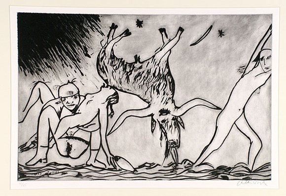 Artist: b'BOYD, Arthur' | Title: b'The Australian scapegoat.' | Date: 1988 | Technique: b'drypoint, printed in black ink with plate-tone, from one plate' Artist: b'BOYD, Arthur' | Title: b'The Australian scapegoat.' | Date: 1988 | Technique: b'drypoint, printed in black ink with plate-tone, from one plate'