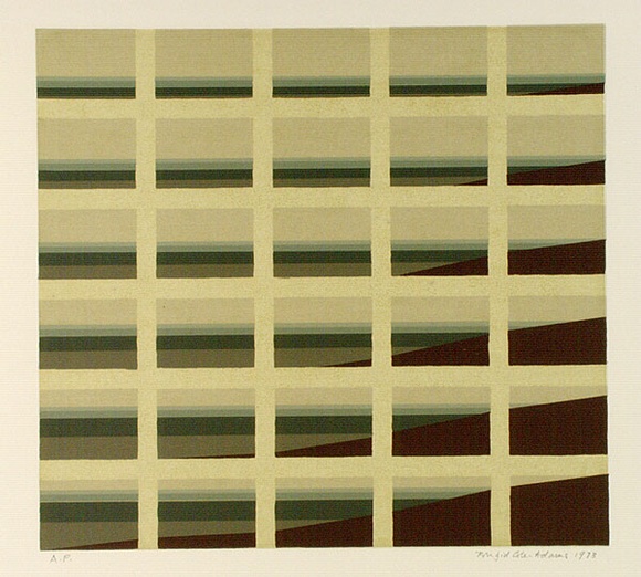 Artist: b'Cole-Adams, Brigid.' | Title: b'not titled.' | Date: 1973 | Technique: b'screenprint, printed in colour, from seven stencils' Artist: b'Cole-Adams, Brigid.' | Title: b'not titled.' | Date: 1973 | Technique: b'screenprint, printed in colour, from seven stencils'