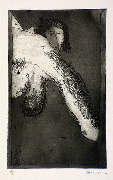 Artist: b'BALDESSIN, George' | Title: b'not titled.' | Date: 1964 | Technique: b'etching, aquatint and electric engraving tool, printed in black ink, from one plate' Artist: b'BALDESSIN, George' | Title: b'not titled.' | Date: 1964 | Technique: b'etching, aquatint and electric engraving tool, printed in black ink, from one plate'