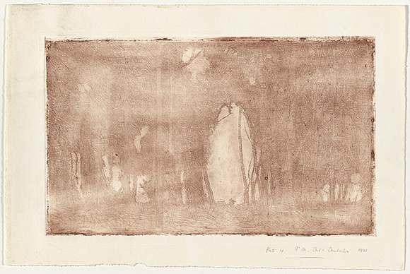 Artist: TRAILL, Jessie | Title: Hole in the trees | Date: c.1920 | Technique: etching and aquatint, printed in brown ink, from one zinc plate