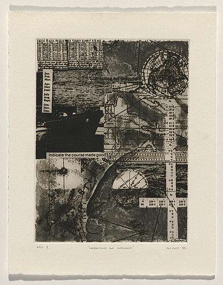 Artist: b'DOTT, Robert' | Title: b'Correcting for unknown' | Date: 1999, October - November | Technique: b'photo-etching, printed in sepia ink, from one plate' Artist: b'DOTT, Robert' | Title: b'Correcting for unknown' | Date: 1999, October - November | Technique: b'photo-etching, printed in sepia ink, from one plate'