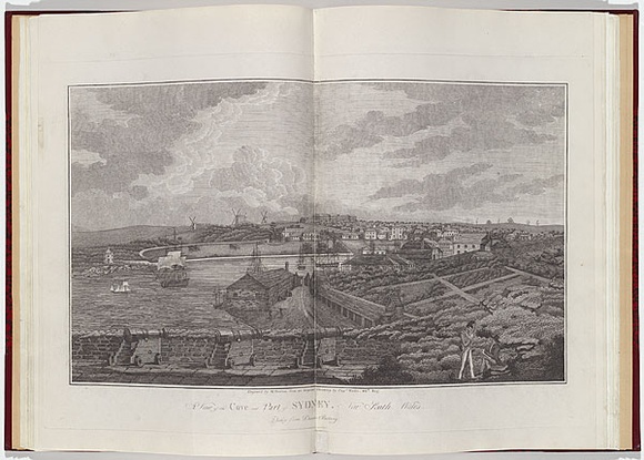 Title: bA view of the Cove and part of Sydney. New South Wales. Taken from Dawe's Battery. | Date: 1817-1819 | Technique: b'engraving, printed in black ink, from one copper plate' Title: bA view of the Cove and part of Sydney. New South Wales. Taken from Dawe's Battery. | Date: 1817-1819 | Technique: b'engraving, printed in black ink, from one copper plate'