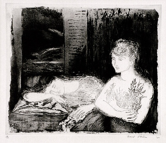 Artist: b'Strachan, David.' | Title: b'The sick girl' | Date: 1950 | Technique: b'etching, printed in black ink, from one plate' Artist: b'Strachan, David.' | Title: b'The sick girl' | Date: 1950 | Technique: b'etching, printed in black ink, from one plate'