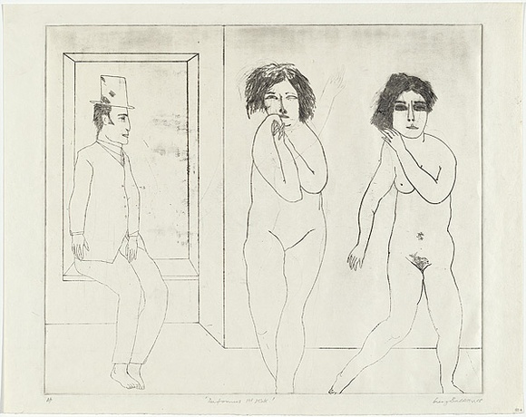 Artist: b'BALDESSIN, George' | Title: b'Performers.' | Date: 1968 | Technique: b'etching, printed in black ink, from one plate' Artist: b'BALDESSIN, George' | Title: b'Performers.' | Date: 1968 | Technique: b'etching, printed in black ink, from one plate'
