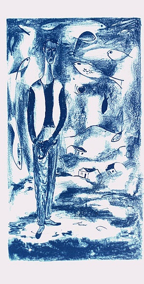 Artist: b'Adams, Tate.' | Title: b'(Soul Cages).' | Date: 1957-58 | Technique: b'lithograph, printed in blue ink, from one zinc plate' Artist: b'Adams, Tate.' | Title: b'(Soul Cages).' | Date: 1957-58 | Technique: b'lithograph, printed in blue ink, from one zinc plate'