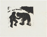 Artist: MADDOCK, Bea | Title: Fighting figures | Date: 1963 | Technique: relief-etching, from one copper plate; woodcut, from three blocks