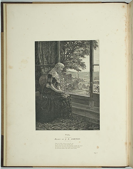 Artist: Ashton, Julian. | Title: Frontispiece: Saw a leafy window one who sat... | Date: 1881 | Technique: wood-engraving, printed in black ink, from one block