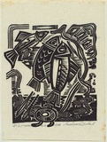 Artist: Ratas, Vaclovas. | Title: Fish | Date: 1953 | Technique: woodcut, printed in black ink, from one block