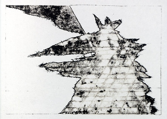 Artist: b'Roberts, Neil.' | Title: b'Eruptions 23' | Date: 1991 | Technique: b'pigment-transfer, printed in brown ink, from one bitumen paper plate' Artist: b'Roberts, Neil.' | Title: b'Eruptions 23' | Date: 1991 | Technique: b'pigment-transfer, printed in brown ink, from one bitumen paper plate'