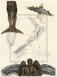 Artist: Tuffery, Michel. | Title: Mata Mata Va'a | Date: 2005 | Technique: woodcut collage, printed in black ink, from multiple blocks; additions in graphite | Copyright: © Michel Tuffery