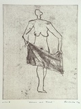 Artist: Fransella, Graham. | Title: Woman and towel | Date: 1992 | Technique: softground etching, printed in black ink, from one plate | Copyright: Courtesy of the artist