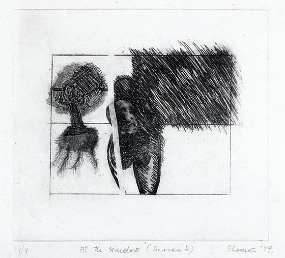 Artist: b'Shearer, Mitzi.' | Title: b'At the window (series 2)' | Date: 1979 | Technique: b'etching, printed in black ink, from one plate' Artist: b'Shearer, Mitzi.' | Title: b'At the window (series 2)' | Date: 1979 | Technique: b'etching, printed in black ink, from one plate'