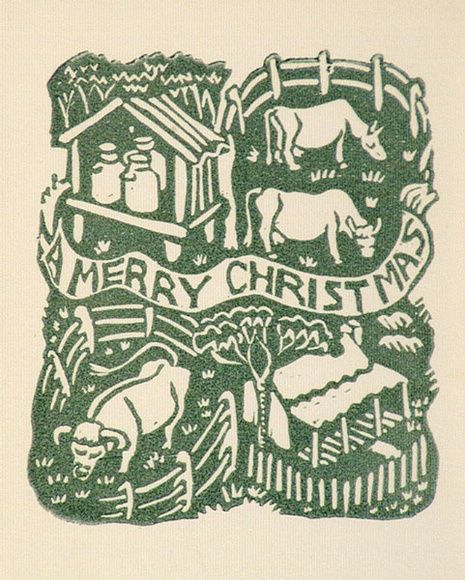 Artist: b'OGILVIE, Helen' | Title: b'Greeting card: Christmas' | Technique: b'linocut, printed in green ink, from one block'