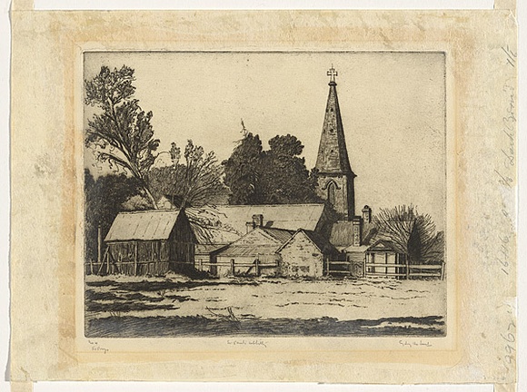 Artist: b'URE SMITH, Sydney' | Title: b'St Pauls, Cobitty' | Date: 1928 | Technique: b'etching, printed in black ink, from one plate' Artist: b'URE SMITH, Sydney' | Title: b'St Pauls, Cobitty' | Date: 1928 | Technique: b'etching, printed in black ink, from one plate'