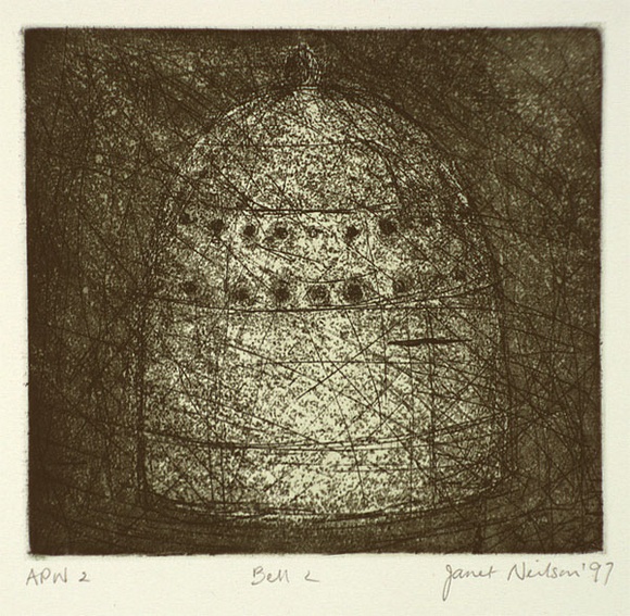 Artist: b'Neilson, Janet.' | Title: b'Bell #2' | Date: 1997 | Technique: b'etching and aquatint, printed in colour, from two plates' Artist: b'Neilson, Janet.' | Title: b'Bell #2' | Date: 1997 | Technique: b'etching and aquatint, printed in colour, from two plates'