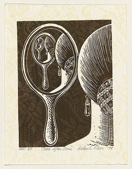 Artist: b'Klein, Deborah.' | Title: b'Time after time' | Date: 1999, 5 November | Technique: b'linocut, printed in colour, from two blocks' Artist: b'Klein, Deborah.' | Title: b'Time after time' | Date: 1999, 5 November | Technique: b'linocut, printed in colour, from two blocks'