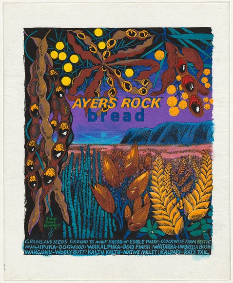 Artist: b'WORSTEAD, Paul' | Title: b'Ayers Rock Bread' | Date: 1985 | Technique: b'screenprint, printed in colour, from six stencils' | Copyright: b'This work appears on screen courtesy of the artist' Artist: b'WORSTEAD, Paul' | Title: b'Ayers Rock Bread' | Date: 1985 | Technique: b'screenprint, printed in colour, from six stencils' | Copyright: b'This work appears on screen courtesy of the artist'