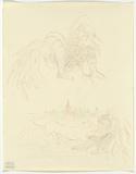 Artist: BOYD, Arthur | Title: Flying figure and landscape. | Date: 1960-70 | Technique: transfer drawing | Copyright: Reproduced with permission of Bundanon Trust