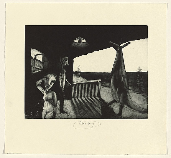 Artist: b'Shead, Garry.' | Title: b'Envoy' | Date: 1994 | Technique: b'etching and aquatint, printed in black ink, from one plate' | Copyright: b'\xc2\xa9 Garry Shead' Artist: b'Shead, Garry.' | Title: b'Envoy' | Date: 1994 | Technique: b'etching and aquatint, printed in black ink, from one plate' | Copyright: b'\xc2\xa9 Garry Shead'