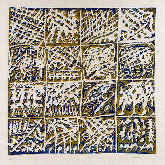 Artist: b'Shearer, Mitzi.' | Title: b'not titled' | Date: 1977 | Technique: b'linocut, printed in colour, from two blocks'