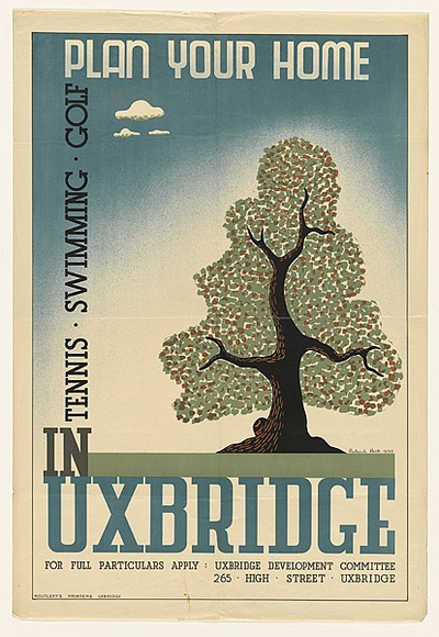 Artist: b'Beck, Richard.' | Title: b'Plan your home in Uxbridge' | Date: 1935 | Technique: b'lithograph, printed in colour, from multiple plates' Artist: b'Beck, Richard.' | Title: b'Plan your home in Uxbridge' | Date: 1935 | Technique: b'lithograph, printed in colour, from multiple plates'