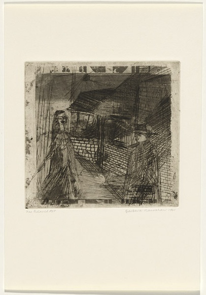 Artist: b'HANRAHAN, Barbara' | Title: b'The beloved' | Date: 1961 | Technique: b'drypoint, printed in black ink with plate-tone, from one plate' Artist: b'HANRAHAN, Barbara' | Title: b'The beloved' | Date: 1961 | Technique: b'drypoint, printed in black ink with plate-tone, from one plate'