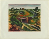 Artist: Sumner, Alan. | Title: Darebin Creek bridge. | Date: c.1947 | Technique: screenprint, printed in colour, from 16 stencils