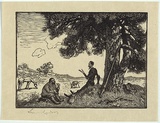 Artist: LINDSAY, Lionel | Title: The colloquy | Date: 1922 | Technique: wood-engraving, printed in black ink, from one block | Copyright: Courtesy of the National Library of Australia