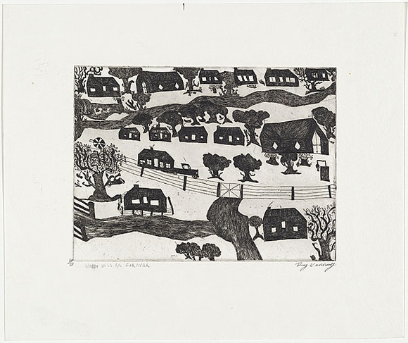Artist: b'Kennedy, Roy.' | Title: b'Woddi will be forever' | Date: 1999 | Technique: b'etching, printed in black ink, from one plate' Artist: b'Kennedy, Roy.' | Title: b'Woddi will be forever' | Date: 1999 | Technique: b'etching, printed in black ink, from one plate'