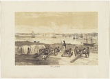 Artist: PROUT, John Skinner | Title: Port Jackson, from Dawe's Battery. | Date: 1842 | Technique: lithograph, printed in colour, from two stones (black and brown tint stone)