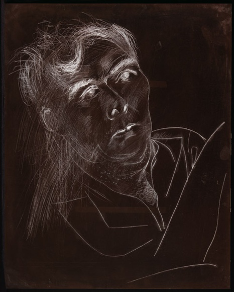 Artist: b'BOYD, Arthur' | Title: b'Plate 145: Portrait of David Armstrong.' | Date: 1968-69 | Technique: b'etched plate' | Copyright: b'This work appears on screen courtesy of Bundanon Trust' Artist: b'BOYD, Arthur' | Title: b'Plate 145: Portrait of David Armstrong.' | Date: 1968-69 | Technique: b'etched plate' | Copyright: b'This work appears on screen courtesy of Bundanon Trust'