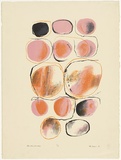 Artist: Adams, Tate. | Title: Stone wall, pink and ochre. | Date: 1969 | Technique: lithograph, printed in colour, from three stones (pink, ochre, and black)