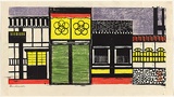 Title: Abstract streetscape (Saigon) | Date: 1967 | Technique: woodcut, printed in colour, from multiple blocks