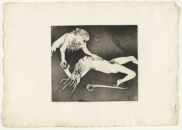 Artist: b'BOYD, Arthur' | Title: b'Just as Menalaus, they say...'. | Date: (1970) | Technique: b'etching and aquatint, printed in black ink, from one plate' | Copyright: b'Reproduced with permission of Bundanon Trust' Artist: b'BOYD, Arthur' | Title: b'Just as Menalaus, they say...'. | Date: (1970) | Technique: b'etching and aquatint, printed in black ink, from one plate' | Copyright: b'Reproduced with permission of Bundanon Trust'