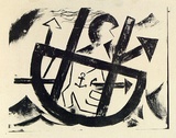 Artist: French, Len. | Title: (Hector's flagship). | Date: (1955) | Technique: lithograph, printed in black ink, from one plate | Copyright: © Leonard French. Licensed by VISCOPY, Australia