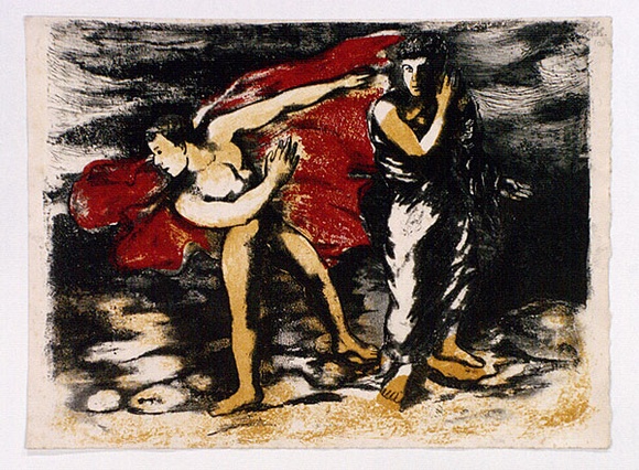 Artist: b'Strachan, David.' | Title: b'The drunkard' | Date: 1950 | Technique: b'etching and aquatint, printed in 3 colours'