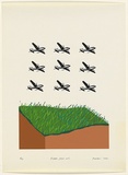 Artist: Barker, George. | Title: Biggs flies out. | Date: 1974 | Technique: screenprint, printed in colour, from multiple stencils | Copyright: © George Barker
