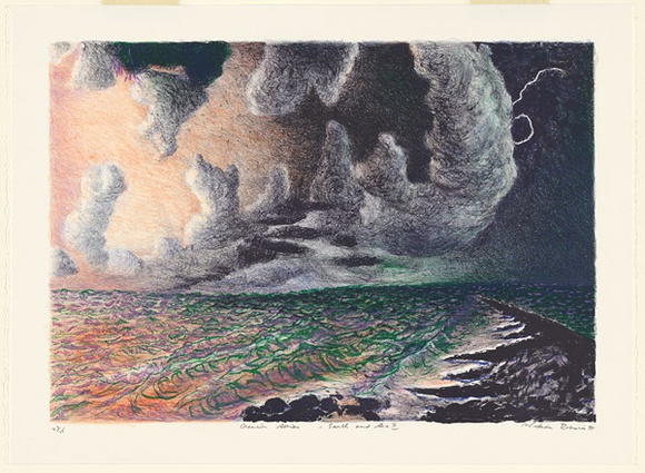 Artist: b'Robinson, William.' | Title: b'Creation series - Earth and Sea III' | Date: 1995 | Technique: b'lithograph, printed in colour, from mtultiple plates' Artist: b'Robinson, William.' | Title: b'Creation series - Earth and Sea III' | Date: 1995 | Technique: b'lithograph, printed in colour, from mtultiple plates'