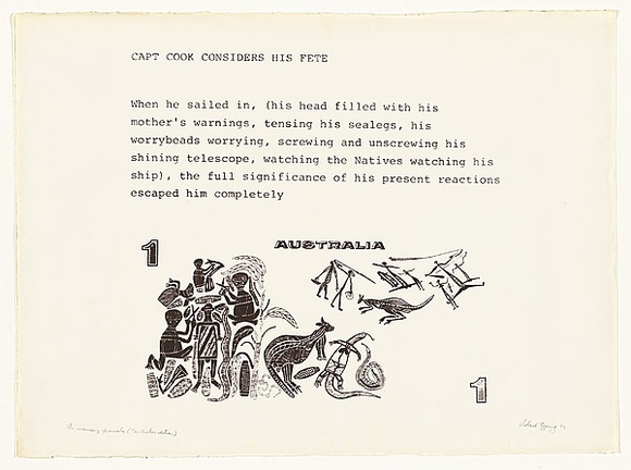 Artist: b'TIPPING, Richard' | Title: b'a print from Airpoet portfolio.' | Date: 1979 | Technique: b'screenprint, printed in brown ink, from one stencil' Artist: b'TIPPING, Richard' | Title: b'a print from Airpoet portfolio.' | Date: 1979 | Technique: b'screenprint, printed in brown ink, from one stencil'