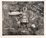 Artist: b'Hamilton, Rod.' | Title: b'Where\'s the Bacon?.' | Date: 1991 | Technique: b'etching and aquatint, printed in black ink, from one plate; hand-coloured'
